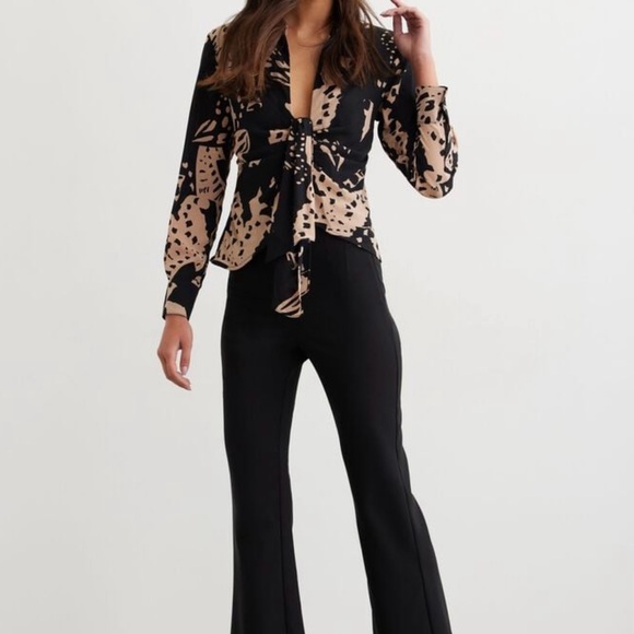 DYNAMITE | Deep V-Neck Blouse - Picture 3 of 16